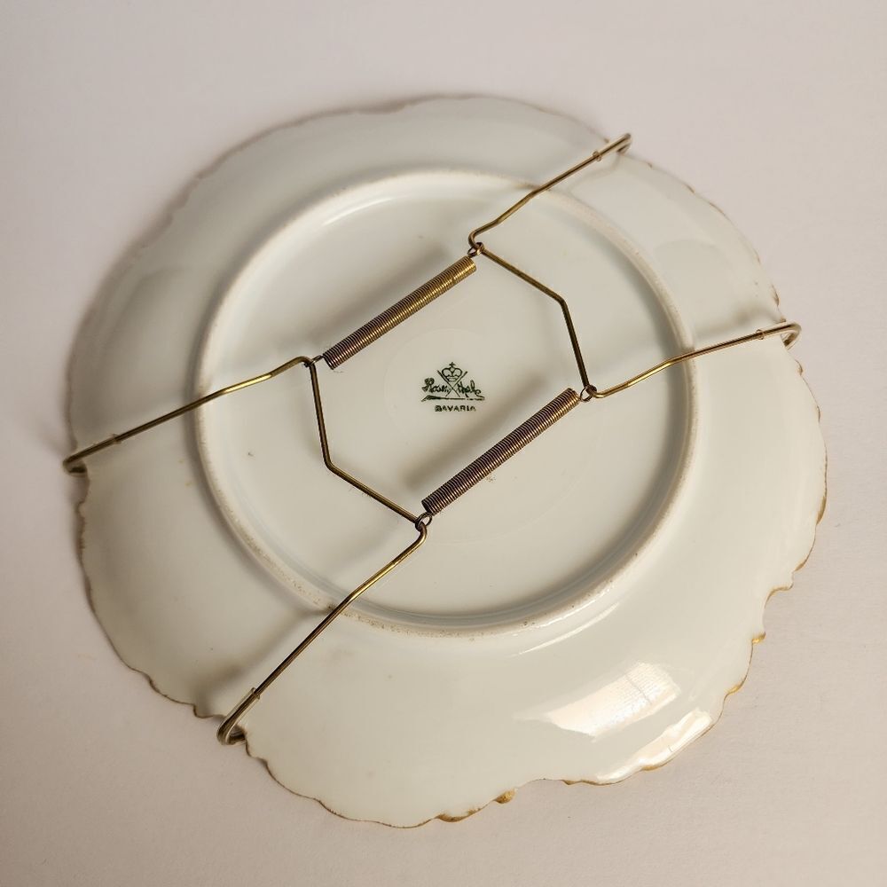 Vintage Bavarian Handpainted Porcelain Floral Decorative Plate 8" - Picture 4 of 5